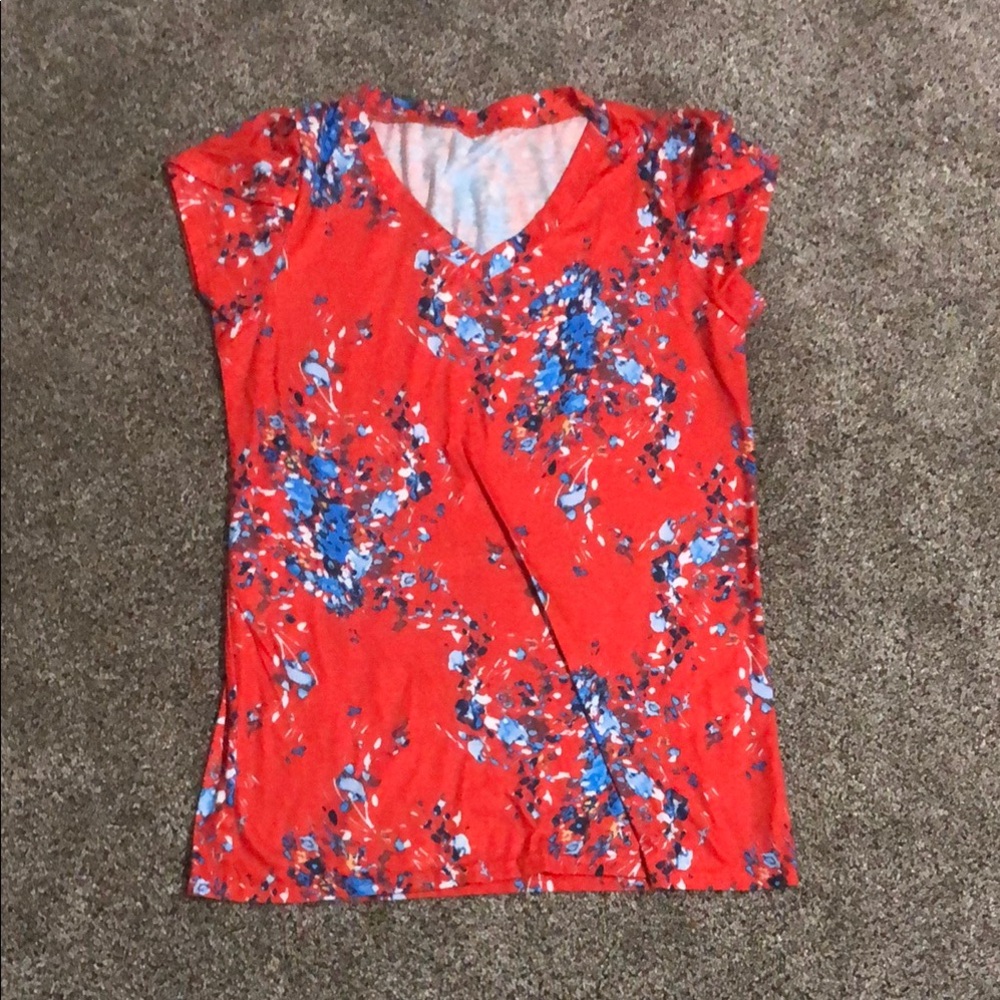 Floral Red and Blue Women's Top